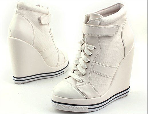 wedge heel sneakers white