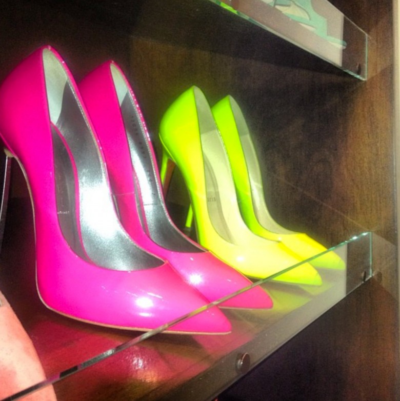 neon heel shoes