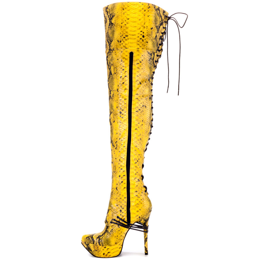 Yellow Over The Knee Boots - Yu Boots