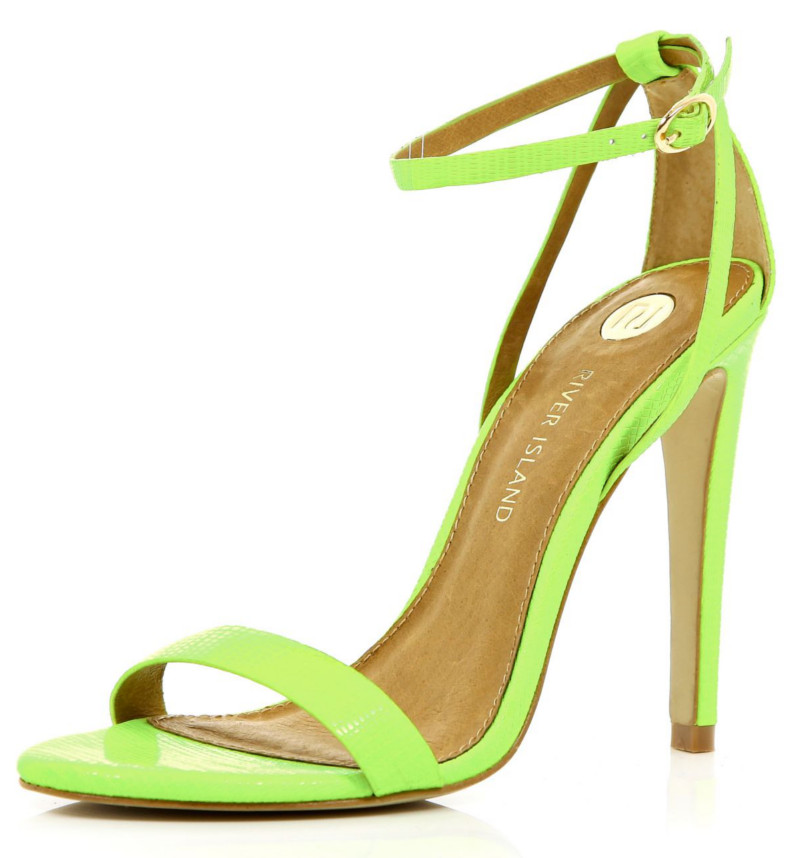 neon barely there heels