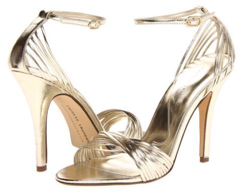 gold strappy evening shoes