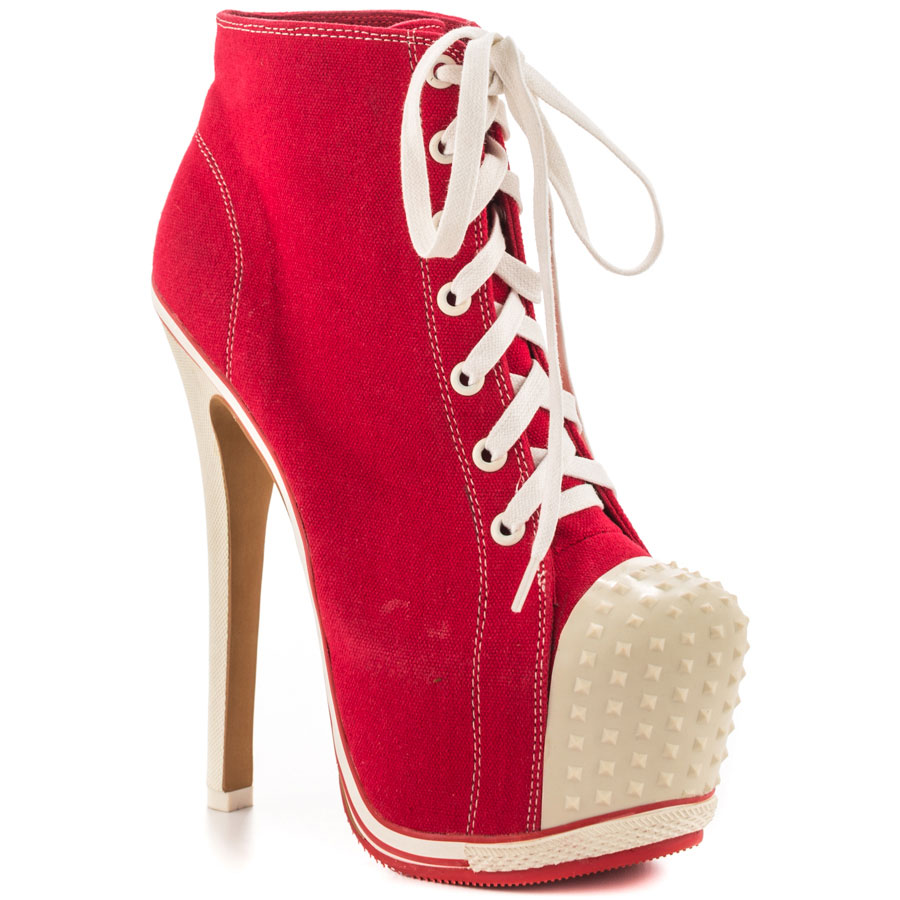 red high heel sneakers