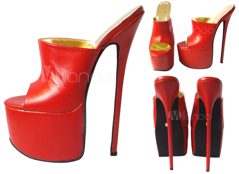 pleaser mules heel