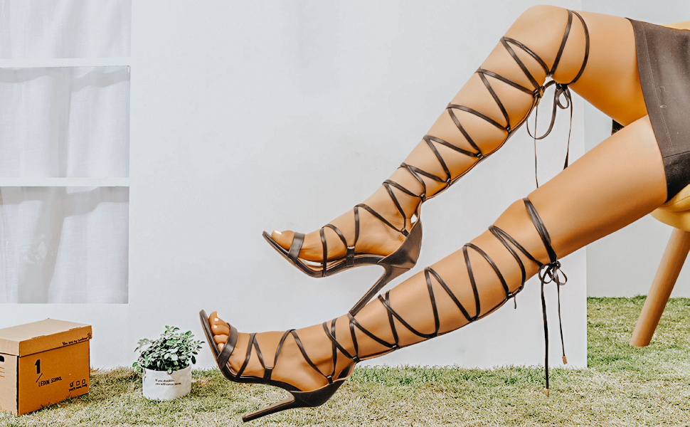 Forever Light Gold Rose Gold Strappy Open Toe Knee High India | Ubuy